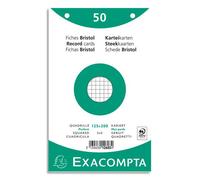 Paquet 50 fiches sous film - bristol quadrillé 5x5 perforé 125x200mm - Blanc