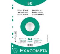 Paquet 50 fiches sous film - bristol quadrillé 5x5 perforé 210x297mm - Blanc