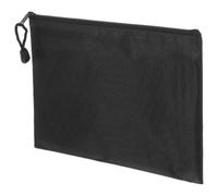 Paquet à Fermeture Éclair en Tissu Oxford Noir, Dossier et cahiers | Maille Transparente Face, Fermeture Plate Anneau, Rangement Pratique pour Règles et Documents Scolaires en Voyage