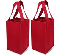 Paquet à Vin Portable en Feutre 2 Pièces pour Quatre Bouteilles Rouges | Pliable et Solide, Pratique pour Transport, Rangement, Fêtes et Sorties, Coloris Rouge