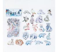 Paquet D'autocollants À Encre Blanche En Pet, Étiquette Scrapbooking, Matériel De Décoration, Aquarelle, Animal Mignon, Papeterie Kawaii, Pour Journal, 40 Feuilles