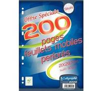 Calligraphe 9323C (gamme scolaire Clairefontaine) - Un paquet de Feuillets Mobiles sous film - A4 21x29,7 cm - 200 pages Grands carreaux - papier blanc 90g - Pour Classeur 32x26 cm minimum