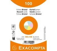 Paquet de 100 fiches sous film - Bristol UNI non perforé 105x148mm - Couleurs assorties
