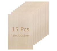 Paquet de 15 feuilles de contreplaqué de bouleau, format 42x30 cm, épaisseur 3 mm, format A3