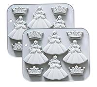 Paquet de 2 moules à chocolat princesse, moule à couronne en Silicone antiadhésif de qualité alimentaire pour desserts avec artisanat bleu, moule en Silicone couronne