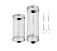 Paquet de 2 paniers à grillades roulants, panier à grillades en acier inoxydable avec fourchette, pour grillades de camping et de terrasse gratuites, pour légumes, frites, poissons (20 cm + 30 cm)