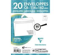 Paquet De 20 Enveloppes - Blanches - C6 114x162mm - Auto-Adhésive - Clairefontaine