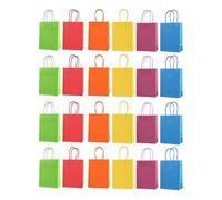Paquet de 24 petits sacs cadeaux avec poignées en vrac, sacs en papier multicolores pour cadeaux de fête, anniversaires, salles de t célébrations, 4,7 x 6,3 x 2,4 pouces