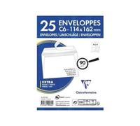 Paquet de 25 Enveloppes Blanches C6-114x162mm - Auto-Adhésives - 90g/m2 - Blanc