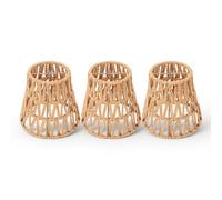 Paquet de 3 Abat-jour en Rotin E14 Ampoule à Clipser sur Abat-jour tissé 3,5 Haut X 5,5 Bas Petits Abat-jour Boho pour Lustre Suspension Appliques Murales