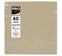 Paquet de 40 serviettes micro-gaufrées ouate 2 plis - 38x38 cm - Ficelle