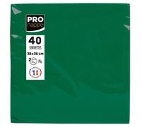 Paquet de 40 serviettes micro-gaufrées ouate 2 plis - 38x38 cm - Vert sapin