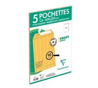 Paquet de 5 Pochettes Kraft Adour Brun C4-229x324mm - Auto-Adhésives - 90g/m2 - Brun