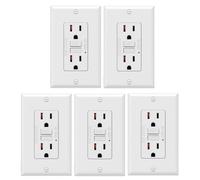 Paquet de 5 Prises GFCI 15 A, Inviolables, Prises GFI Décoratives avec Indicateur LED, Interrupteur de Circuit de Défaut de Terre