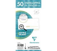 Paquet de 50 Enveloppes Blanches C6-114x162 mm - Précasées - Auto-Adhésives - 80g/m2 - Blanc