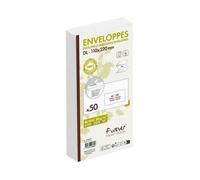 Paquet de 50 Enveloppes Forever 100% Recy L-110x220mm 80g Auto-Adhésives - 80g/m2 - Fenêtre Papier Cristal 45x100 (position 20/20) - Blanc