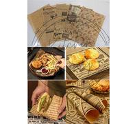Paquet de 50 feuilles de présentation alimentaire en papier ciré à motif de journal Vintage, Design mixte