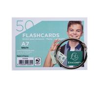 Paquet de 50 Flashcards sous film + anneau - bristol ligné perforé - format A7 - Couleurs assorties