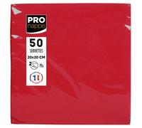 Paquet de 50 serviettes cocktail micro-gaufrées ouate 2 plis - 20x20 cm - Rouge