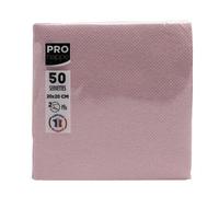 Paquet de 50 serviettes cocktail micro-gaufrées ouate 2 plis - 20x20 cm - Vieux rose