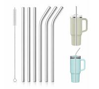 Paquet de 6 Pailles Réutilisables en Acier Inoxydable de 31 cm pour Tasses Stanley Cup 30 oz/40 oz - Pailles en Métal de Qualité Alimentaire 304 avec Brosse de 30cm Nettoyage