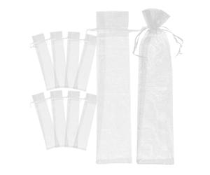 Paquet en Organza à Cordon, Lot de 10, Pochettes Blanches | Présentations Prêtes à Offrir, pour Bijoux, Baguettes et Éventails Pliants, Usage Craft
