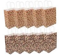 Paquet Présent en Papier Kraft Motif Léopard, Lot de 10 Pièces | Pliables et Portables, Format Shopping et Fêtes, Sachets D’emballage pour Bijoux