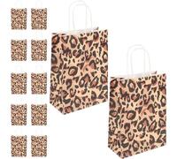 Paquet Présents Soufflet en Papier Kraft à Motif Animal 12 Pièces | Poignées Intégrées, Chargement Vertical, pour Friandises et Petites Attentions Lors de Fêtes Prénatales ou Boutiques