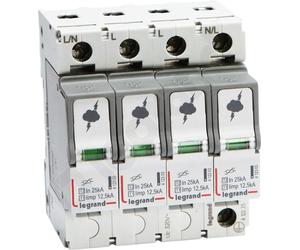 Parafoudre combiné Legrand type 1+2, commutation 4+0, 230/400 VAC, Iimp 12,5 kA, (Uc)320 VAC 412273