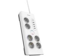 Philips Multiprise parasurtenseur MCL SPN7063WA/19 - 6 prises CA, 4 USB-A, 1 USB-C, 2 m, Blanc
