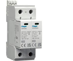 Parafoudre SPD T1+T2 MOV 2P TN-S/TT Réseau Iimp=25kA In=50kA Up≤1,2kV Contact SPA911 Hager