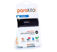 PARAKITO - Bracelet Anti-Moustiques Réutilisable - 2 Plaquettes Incluses aux Huiles Essentielles - 1 Mois de Protection - Sans DEET - Taille Adulte (Noir)