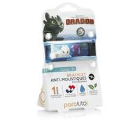 PARAKITO - Bracelet Anti-Moustiques Réutilisable - 2 Plaquettes Incluses aux Huiles Essentielles - 1 Mois de Protection - Sans DEET - Taille Junior 3+ (Dragons Furie Eclair)