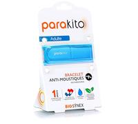 PARAKITO - Bracelet Anti-Moustiques Réutilisable - 2 Plaquettes Incluses aux Huiles Essentielles - 1 Mois de Protection - Sans DEET - Taille Adulte (Bleu)