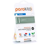 PARAKITO - Bracelet Anti-Moustiques Réutilisable - 2 Plaquettes Incluses aux Huiles Essentielles - 1 Mois de Protection - Sans DEET - Taille Adulte (Kaki)