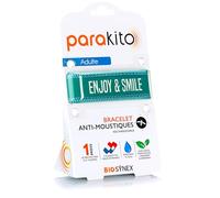 PARAKITO - Bracelet Anti-Moustiques Réutilisable - 2 Plaquettes Incluses aux Huiles Essentielles - 1 Mois de Protection - Sans DEET - Taille Adulte (Enjoy & Smile)