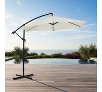Parapluie ⌀3,0M Beige Protection solaire Parasol à manivelle Ombrelle solaire Jardin