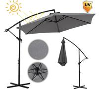 Parapluie ⌀3,0M Gris Protection solaire Parasol à manivelle Ombrelle solaire Jardin