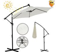 Parapluie ⌀3,5M Beige avec LED protection solaire manivelle solaire ombrage jardin