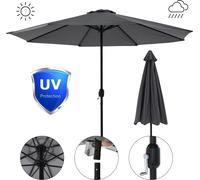 Parapluie Ø3 m Vert LED 360° pivotant Parasol avec manivelle