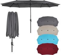 Parapluie de jardin 400 x 200 cm, grand parasol pour balcon, parasol de jardin avec 12 baleines, protection UV, résistant à l'eau, résistant au vent, idéal pour terrasse, balcon, extérieur, plage (san