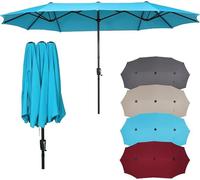 Parapluie de jardin 400 x 200 cm, grand parasol pour balcon | Parasol de jardin avec 12 baleines, protection UV, résistant à l'eau, résistant au vent, idéal pour terrasse, balcon, extérieur, plage (sa