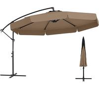 Parapluie de jardin de 300 cm, avec housse de protection, parasol de type "pergola" avec manivelle et volant, angle d'inclinaison réglable, idéal pour le jardin, les marchés, les terrasses, pour l'ext