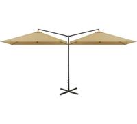 Parapluie double avec mât en acier, dimensions 600x290 cm. Grand parasol de type "pergola" pour jardin, terrasse et marché. Double parasol de jardin avec manivelle et support cruciforme, de couleur ve