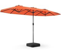 Parapluie double avec pied, 400x200 cm, grand parasol XXL, protection UPF 50+, parasol de jardin avec manivelle, parasol de terrasse, parasol de marché pour jardin, terrasse et piscine, couleur orange
