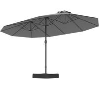 Parapluie double avec pied, 443 x 263 cm, grand parasol XXL, protection UPF 50+, parasol de jardin avec manivelle, parasol de terrasse, parasol de marché pour jardin, terrasse et piscine (anthracite)