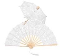 Parapluie en Dentelle Blanche Vintage Léger pour Photographie | Bois et Dentelle Brodée, Accessoire Portable, Décor de Mariage, Costume Party, Effet Visuel Élégant