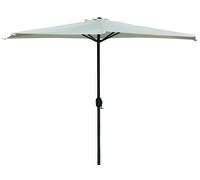 Parasol demi-lune écru en aluminium ø300 x 250, avec manivelle, gain de place Ø300x250