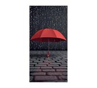 Parapluie rouge sous la pluie - Bannière décorative de porte d'entrée - Bannière de fond de fête - Panneau de porte d'entrée - Bannière de fond pour porche - Fournitures de fête