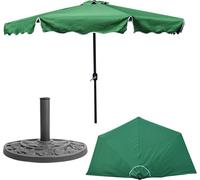 Parapluie semi-mural Ø270 cm H 235 cm Vert + demi piédestal